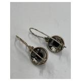 Vintage 925 Sterling Silver Black Stone Dangle Earrings