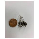 Vintage 925 Sterling Silver Black Stone Dangle Earrings