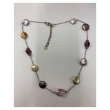 LuC Freshwater Pearl Crystal Pendant Necklace 925 Sterling Silver