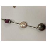 LuC Freshwater Pearl Crystal Pendant Necklace 925 Sterling Silver