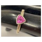 Vintage Sterling Silver 925 Ring with Pink Stone Size 7