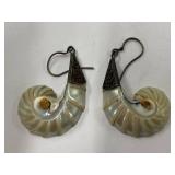Large Sterling Silver 925 Nautilus Shell Earrings