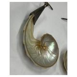Large Sterling Silver 925 Nautilus Shell Earrings