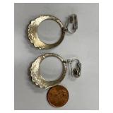 Vintage Sterling Silver 925 Tone Hoop Earrings with Blue Stone