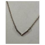 Sterling Silver 925 V-Shaped Pendant Necklace