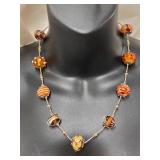 Handcrafted Art Glass Bead Sterling Silver 925 Necklace