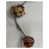 Handcrafted Art Glass Bead Sterling Silver 925 Necklace