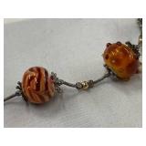 Handcrafted Art Glass Bead Sterling Silver 925 Necklace