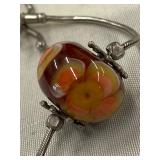 Handcrafted Art Glass Bead Sterling Silver 925 Necklace