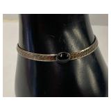 Vintage 925 Sterling Silver Bracelet with Black Stone