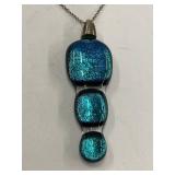 Vibrant Dichroic Glass Pendant on Sterling Silver 925 Chain