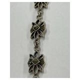 Vintage Ornate Black Stone Sterling Silver 925 Necklace Art Deco Design