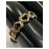 Sterling Silver 925 Heart Design Ring Size 8
