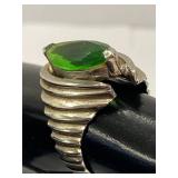 Sterling Silver 925 Green Gemstone Marquise Ring Size 6