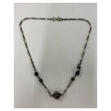 Vintage Sterling Silver 925 Necklace with Floral Accents