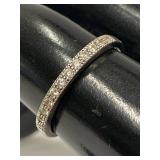 Sterling Silver 925 Band with Stone Design, Size 8