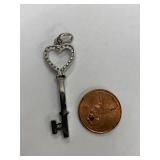 Elegant Sterling Silver 925 Heart Key Pendant Necklace