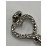 Elegant Sterling Silver 925 Heart Key Pendant Necklace