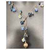 Sterling Silver 925 Necklace with Blue Crystals