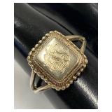 Vintage Engraved Sterling Silver 925 Crest Ring Size 7