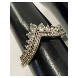 Pandora Sterling Silver 925 Crown Chevron Ring Size 6.75