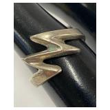 Sterling Silver 925 Zigzag Ring 925 Unique Design Size 6