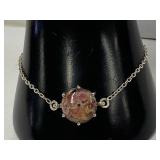 Sterling Silver 925 Pink Stone Bracelet Handmade India
