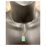 Vintage Sterling Silver 925 Necklace with Turquoise Pendant