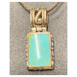 Vintage Sterling Silver 925 Necklace with Turquoise Pendant