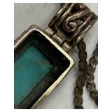 Vintage Sterling Silver 925 Necklace with Turquoise Pendant
