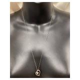 Elegant Sterling Silver 925 Heart Pendant Necklace with Gem