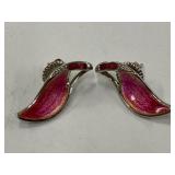 Nicole Barr Sterling Silver 925 Pink Enamel Earrings