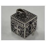 Sterling Silver 925 Locket Box Pendant with Cross Design