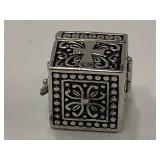 Sterling Silver 925 Locket Box Pendant with Cross Design
