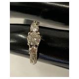 Sterling Silver 925 3 Stone Engagement Ring Size 6.75