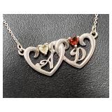 Sterling Silver 925 Heart Initials Necklace A&D