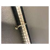 Vintage Style Sterling Silver 925 Floral Ring with Aqua Blue Gemstone Size 7.75