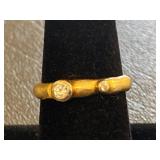 Sterling Silver 925 Ring with Dual Stone Accents Size 8