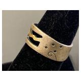 Handcrafted Sterling Silver 925 Ring Size 8 Unique Design