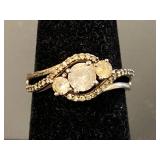 Sterling Silver 925 Ring with Trio of Stones Size 7