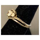 Sterling Silver 925 Ring with Trio of Stones Size 7