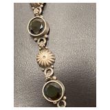 Intricate Sterling Silver 925 Necklace with Green Stone