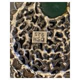 Intricate Sterling Silver 925 Necklace with Green Stone