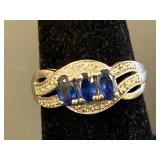 Sterling Silver 925 Ring with Blue Sapphires