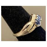 Sterling Silver 925 Ring with Blue Sapphires