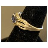Sterling Silver 925 Ring with Blue Sapphires