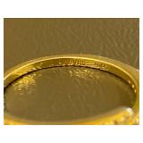 Adjustable Sterling Silver 925 Gold Tone Wrap Ring with Clear Stones Size 6