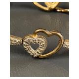 Elegant Gold Tone Sterling Silver 925 Heart Bracelet with Pavé Stones
