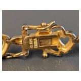 Elegant Gold Tone Sterling Silver 925 Heart Bracelet with Pavé Stones