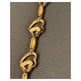 Elegant Gold Tone Sterling Silver 925 Heart Bracelet with Pavé Stones